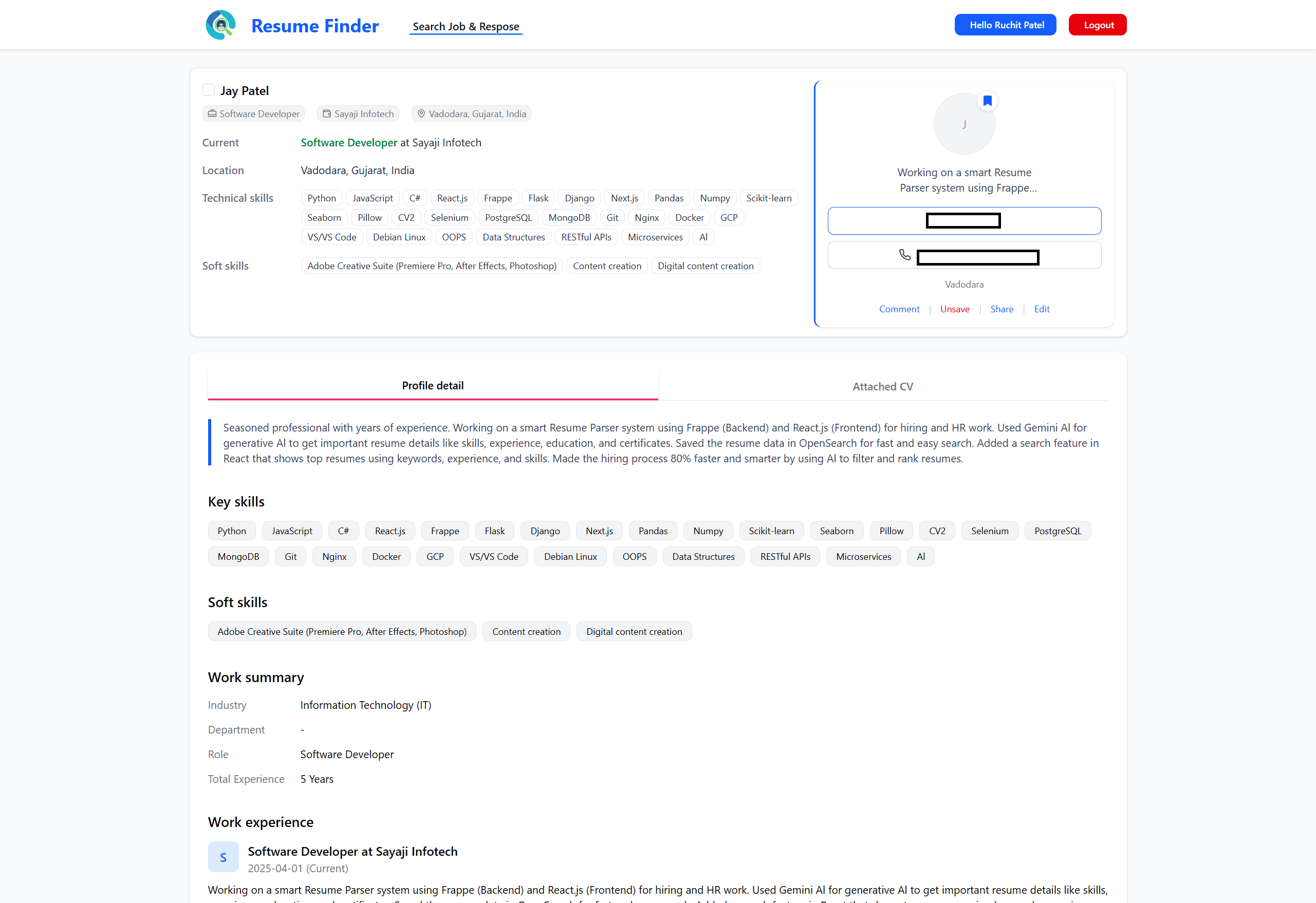 Candidate View Screenshot